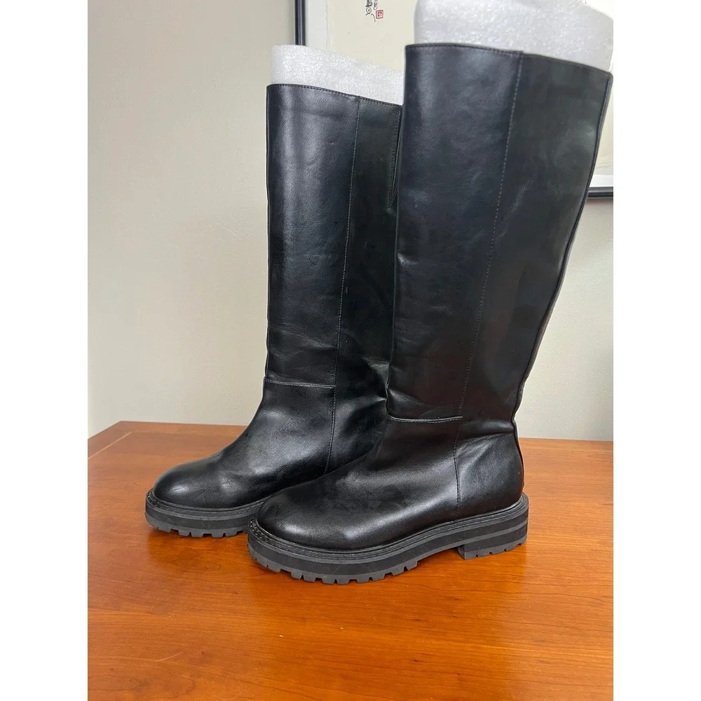 Urban Outfitters Black Tall Lug‎ Sole Boots Knee High Platform 77400836 Size 6